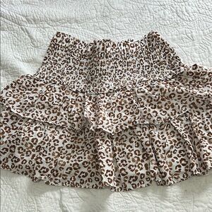 Janie and Jack White and Brown Leopard Smocked Tiered Skirt
